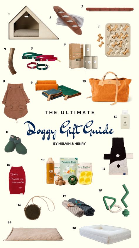 The Ultimate Doggy Gift Guide By Melvin And Henry- 2023 — Go French Yourself Dog Gifts For Dogs, Dog Gift Guide, Dog Owner Gifts, Dog Gift Box, Dog Walker Gift, Pet Parent Gifts, Walking Bag, Gifts For Dogs, Best Puppies