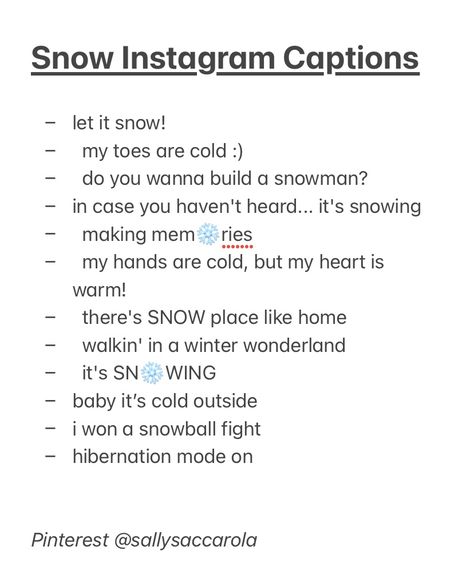 These will be the perfect captions for your instagram posts!  here is a list of phrases for the winter weather, when it is cold and snowing and Christmas begins! Winter Phrases, Snow Day Captions Instagram, Snow Insta Captions, Snow Captions Instagram, Cold Quotes, Snow Place, Aesthetic Captions, Instagram Captions Clever, Perfect Captions