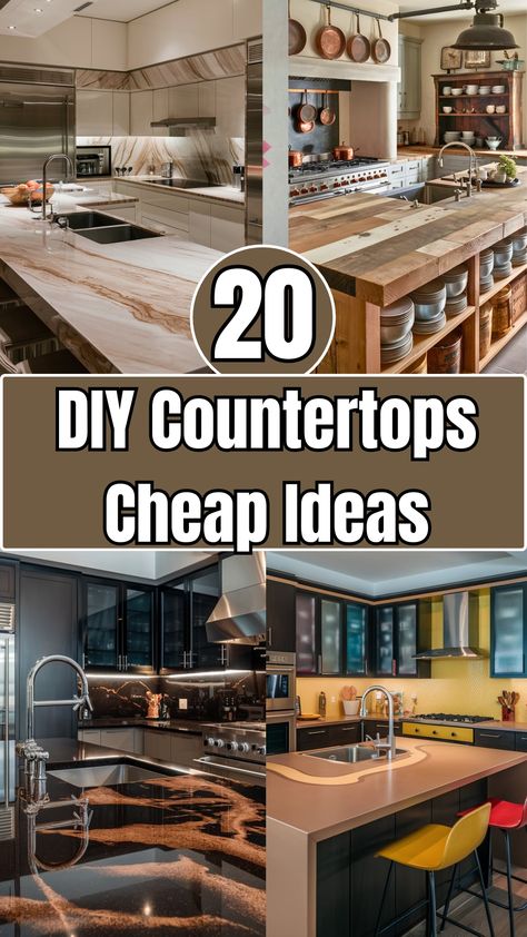 20 DIY Countertops Cheap [Within Budget] – craftydiyers.com Diy Wood Countertops Kitchen, Diy Countertops Cheap, Countertops Cheap, Kitchen Counter Remodel, Redo Kitchen Counter Tops, Cheap Kitchen Countertops, Plywood Countertop, Cheap Kitchen Makeover, Diy Kitchen Hacks