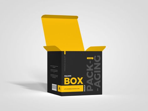 Free Stand Up Square Packaging Box Mockup Design - Mockup Planet Box Mockup Design, Product Packaging Design Inspiration, Carton Packaging Design, Box Packaging Design Ideas, Carton Box Design, Square Box Packaging, Square Box Design, Square Packaging, Packing Box Design