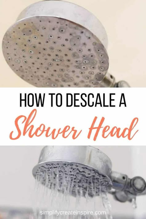 Clean A Shower Head, Shower Head Cleaner, Shower Cleaning Hacks, Cleaning Shower Head, Deep Cleaning Hacks, Natural Cleaning Solutions, Easy Cleaning Hacks, Homemade Cleaning Solutions, Hard Water Stains