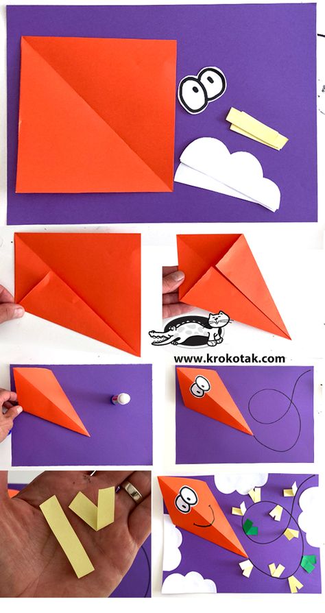 krokotak | 3D KITE PAPER CRAFT Kite Art And Craft For Preschool, Kite Crafts For Preschoolers, Paper Kite Craft, Kite Crafts For Kids Preschool, Kite Craft Preschool, How To Make A Kite, Kite Crafts For Kids, Kite Making For Kids, Kite Craft For Kids