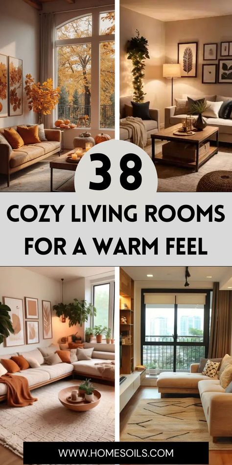 Explore 38 cozy living rooms that evoke warmth and comfort, featuring inviting decor and soothing colors. Create your perfect retreat—discover all the inspiration on our site! Cozy Realistic Living Rooms, Cozy Dens With Fireplace, Living Room Aesthetics Cozy, Cozy Luxe Living Room, Home Design Cozy, Cozy Functional Living Room, Vermont Living Room, Living Rooms With Brick Walls, Cozy Living Room Winter