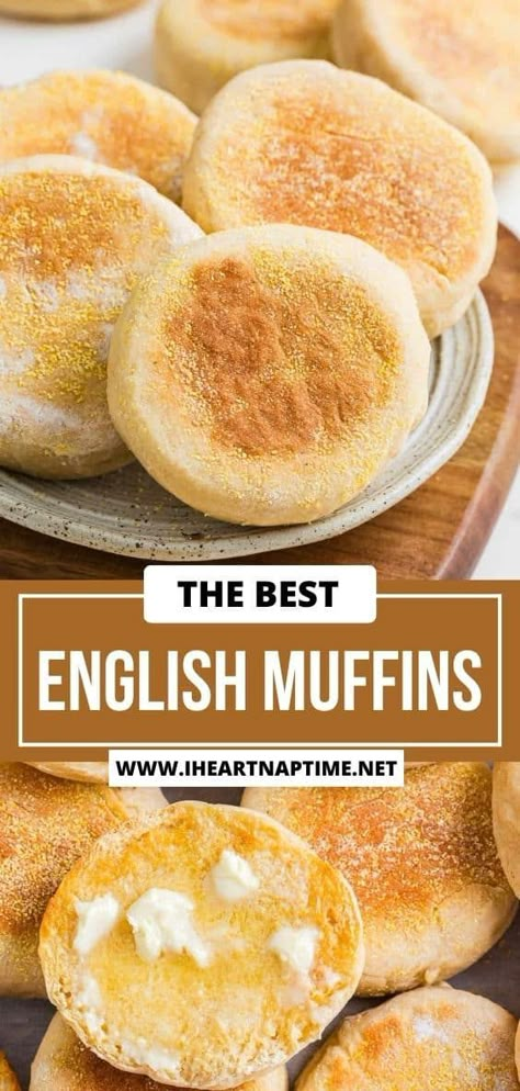 Homemade English muffins with legendary nooks and crannies are a simple recipe with easy-to-follow instructions and minimal proofing time. Whip up a batch for brunch! English Muffin Bread, Baking From Scratch, English Muffin Recipes, Homemade English Muffins, Bread Maker Recipes, Simple Muffin Recipe, Homemade Bread Recipes Easy, I Heart Naptime, Homemade Muffins