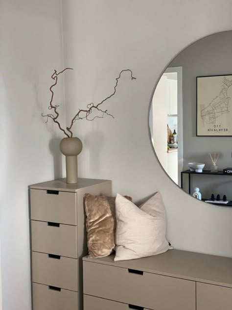 Nordli ikea + brave ground Nordmela Ikea, Ikea Nordli Bedroom, Nordli Hallway, Nordli Dresser, Nordli Ikea Bedroom, Nordli Bedroom Ideas, Nordli Hall, Nordli Dresser Hack, Hall Inspiration Ikea