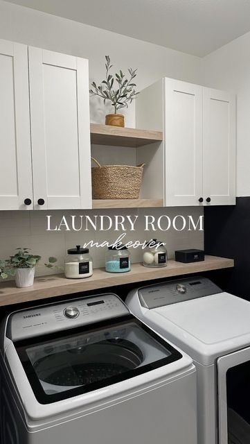 Diy Laundry Room Makeover, Diy Laundry Room, Black Laundry, Laundry Room Update, Tricorn Black, Small Laundry Room Makeover, Dream Laundry Room, Laundry Room Closet, Laundry Room Layouts