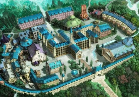 Residenza Androsiano, ottavo quartiere, Eagil Dr Mundo, Magical School, Magic Academy, Anime Places, Rpg Map, Fantasy City, Fantasy House, Fantasy Castle, Fantasy Setting