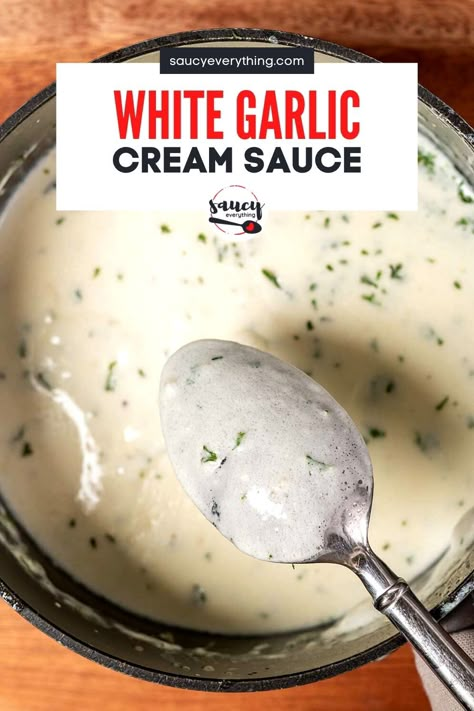 Amazing White Garlic Sauce Garlic Sauce For Pizza, Garlic White Sauce, White Garlic Sauce, White Cream Sauce, Best Sauce Recipe, Easy Sauce Recipe, Garlic Sauce Recipe, White Sauce Recipes, Homemade Sauce Recipes