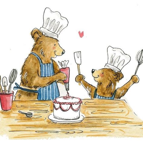 My Tiny Illustrations, Baker Illustration, Storybook Art, Watercolor Food, Bake Off, Bear Art, Cute Little Drawings, Childrens Illustrations, Book Inspiration