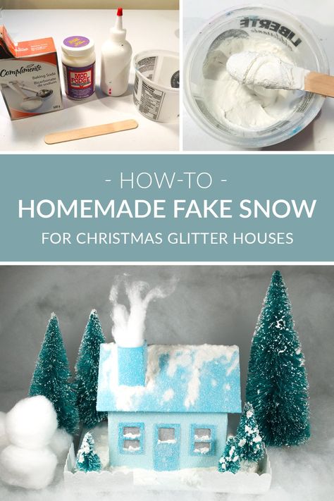 How to Make Homemade Fake Snow for Christmas Glitter Houses – Happy Cat Prints Putz Village, Homemade Glitter, Snow Recipe, Diy Projects For Adults, Free Printable Templates, Diy Christmas Village, Centerpiece Christmas, Christmas Homemade, Fake Snow