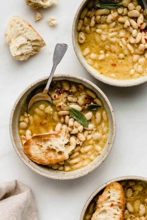 Brothy White Beans, Brothy Bean Soup, Soupy Beans, Bean Broth, Brothy Beans, Baked Beans Vegan, Refined Sugar Free Recipes, Chia Recipe, Veggie Stock