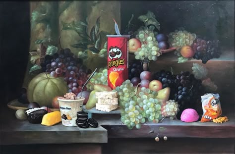 Dave Pollot, Altered Thrift Store Art, Thrifted Art, Office Paintings, Vanitas Paintings, Thrift Store Art, Appropriation Art, Monet Paintings, Tim Walker