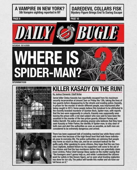 Daily Bugle Newspaper Spiderman, Spider Man Newspaper, Marvel Newspaper, Spiderman Newspaper, Spiderman Magazine, Daily Bugle Newspaper, Spidey Aesthetic, Shield Files, The Daily Bugle