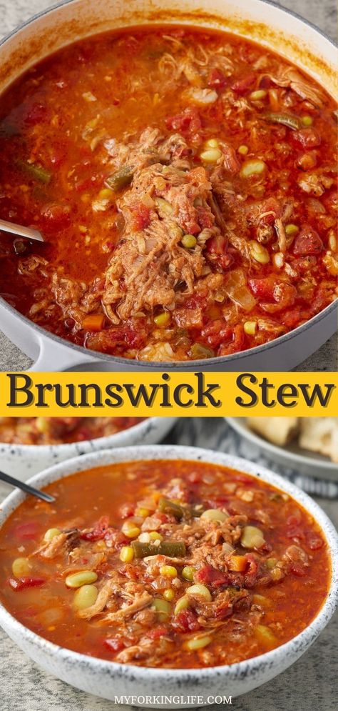 Brunswick Stew Recipe With Chicken, Brunswick Stew Recipe Instant Pot, Brunswick Stew With Castleberry, Vegan Brunswick Stew Recipe, Smithfield's Brunswick Stew Recipe, How To Make Brunswick Stew, Southern Soups And Stews, Bbq Brunswick Stew Recipe, North Carolina Brunswick Stew