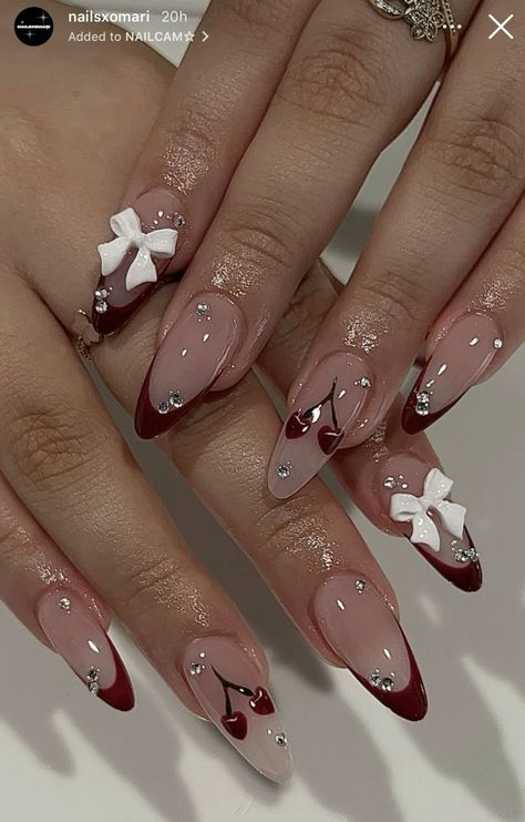 My Nails Aesthetic, Rihnstone Placement Nails, Pretty Tatoos Woman, Kawaii Almond Nails, Almond Nails Inspo Aesthetic, Nail Ideas Korean, Nails Extension Designs, Aesthic Nails, Unique Nail Ideas Creative