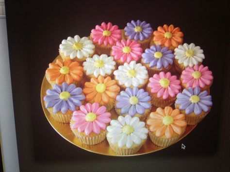 Flower Power 2nd Birthday, Gerber Daisy Birthday Party Ideas, Groovy First Birthday Cupcakes, Too Groovy Cupcakes, Two Groovy Cupcake Cake, Five Is A Vibe Birthday Cake Ideas, Groovy Party Cupcakes, Retro Flower Cupcakes, Five Is A Vibe Birthday Cupcakes