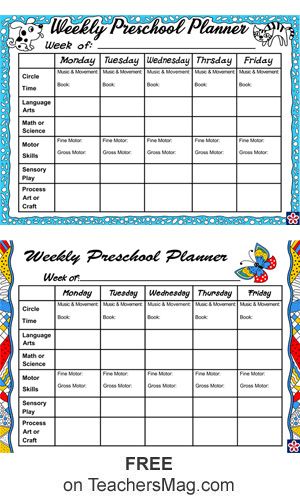 This free printable of a weekly planner is great to use with your preschool class! It can help you stay focused on a particular schedule and assist you in plotting-out what each week may entail. Preschool Lesson Plans Free Printable, Preschool Lesson Plan Template Printable, Preschool Planner Printable, Preschool Planner Template, Preschool Schedule Template, Preschool Weekly Activity Plan, Weekly Preschool Planner, Preschool Weekly Lesson Plans Free Printable, Homeschool Preschool Schedule Lesson Plans