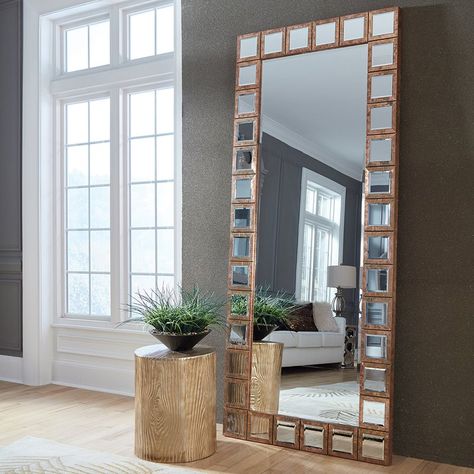 Rectangle Full Length Mirror Oversized Floor Mirror, Square Mirrors, Copper Wood, Mirror On The Wall, Contemporary Mirror, Entryway Bedroom, Metallic Copper, Length Mirror, Rectangular Mirror