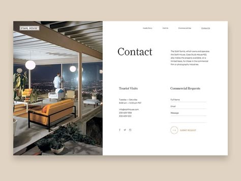 Contact Design Website, Contact Form Design, Contact Page Design, Web Site Template, การออกแบบ Ui Ux, Contact Us Page Design, Stahl House, Website Design Inspiration Layout, Landing Page Design Inspiration