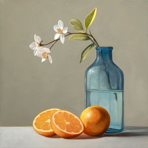 Orange Blossoms & Oranges Still Life With Oranges, Hero Illustration, Life Reference, Pro Art, Ganesh Idol, Still Life Images, Orange Blossoms, Orange Painting, Still Life Fruit