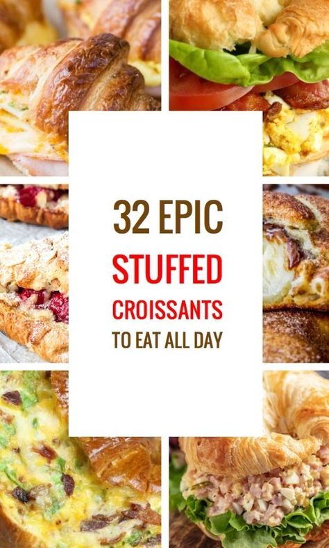 Croissant Recipes Dinner, Croissants Recipe Stuffed, Croissant Appetizers, Croissants Recipes, Crescent Sandwiches, Stuffed Croissants, Crossiant Recipes, Croissant Recipes, Chicken Croissant