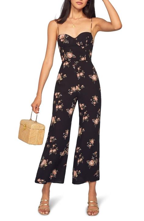 Tan Jumpsuit, Black Floral Jumpsuit, Tank Jumpsuit, Wide Leg Romper, Silk Jumpsuit, Cropped Wide Leg Jeans, Jumpsuit Online, Floral Jumpsuit, Jumpsuit Fashion