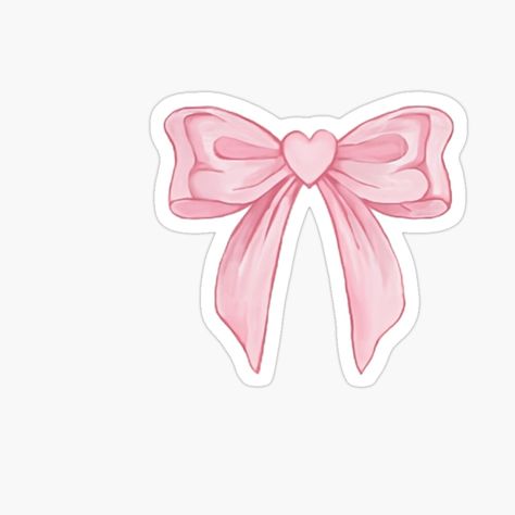 Get my art printed on awesome products. Support me at Redbubble #RBandME: https://www.redbubble.com/i/sticker/Pink-Heart-Bow-Sticker-by-DezzT/156310447.EJUG5?asc=u Back To School Stickers Aesthetic, Pink Stickers For Journal, Pink Girly Stickers, Valentines Day Stickers Aesthetic, Bow Stickers Aesthetic, Girly Stickers Aesthetic, Sticker Ideas Easy, Valentines Stickers Aesthetic, Pink Bow Sticker