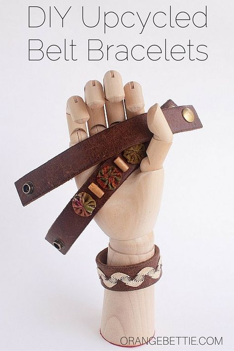 Make Leather Bracelets, Belt Crafts, Leather Cuff Bracelet Diy, Belt Bracelets, Leather Belt Bracelet, Leather Belt Crafts, Cuff Bracelets Diy, Leather Bracelet Tutorial, Beachy Bracelets