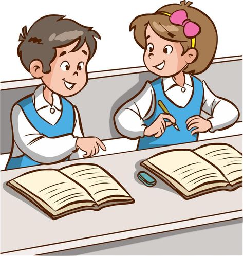 two students talking in class cartoon vector illustration Students In Classroom Cartoon, Classroom With Students Drawing, Conversation Illustration, Students Illustration, Talking Drawing, Classroom Illustration, Class Illustration, Writing Clipart, Student Illustration