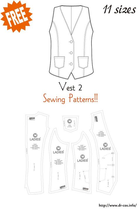 Vest Pattern Sewing, Mens Vest Pattern, Diy Vest, Vest Sewing, Waistcoat Pattern, Vest Pattern Free, Vest Sewing Pattern, Fabric Christmas Ornaments Diy, Sew Ins