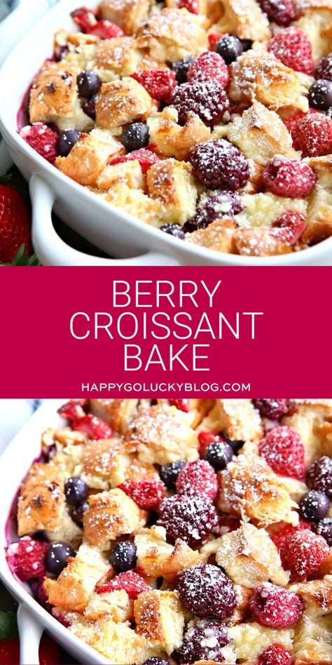 Croissant Bake, Menu Sarapan Sehat, Croissant Breakfast, Overnight Breakfast, Berry Breakfast, Cream Cheese Eggs, Fruit Breakfast, Breakfast Casseroles, Recipes Casserole