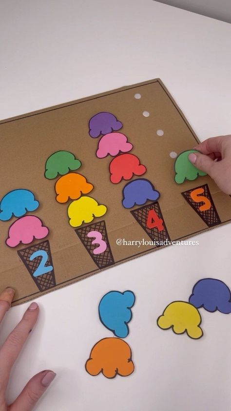 harrylouisadventures on Instagram: Creating Our Ice Cream Counting Activity 👉🏻Follow @harrylouisadventures for fun learning activities 🍦 Can you count the scoops of ice… Ice Cream Counting, Flower Diy Paper, Math Activities For Toddlers, Playgroup Activities, Scoops Of Ice Cream, Counting Activities Preschool, Fun Learning Activities, Numeracy Activities, Counting Activity