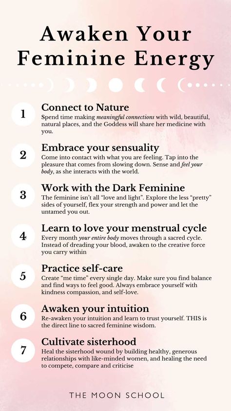 Feminine Energy How To, How To Feel Your Own Energy, Feminine Energy Work, Feminine Energy Practices, Light Feminine Energy Affirmations, Types Of Feminine Energy, Activate Feminine Energy, How To Connect With Nature, How To Feel Feminine