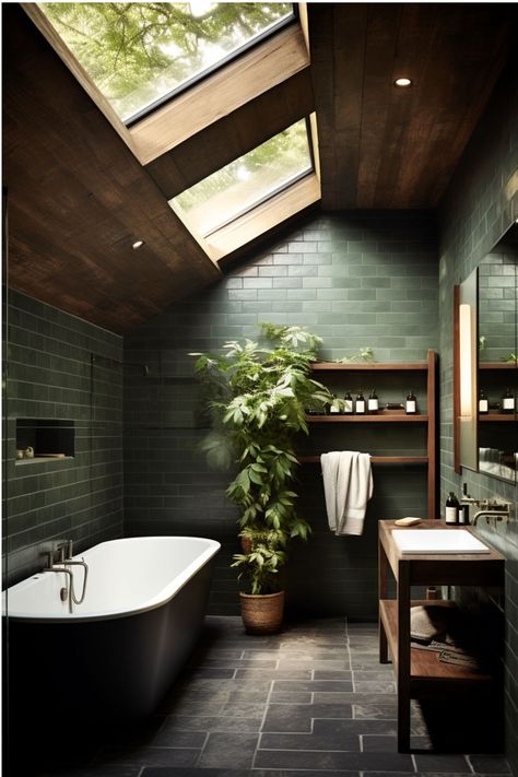 Dark Green Bathrooms, Decor Western, Gallery Ideas, Interior Design Per La Casa, Kitchen Ceiling, Bathroom Inspiration Decor, Breathtaking Beauty, Green Bathroom, Bath Room