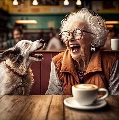 Gaming Images, Cartoons Images, Old Woman, Dessin Adorable, Cup Of Coffee, Painting Kits, Dog Love, Make Me Smile, A Dog