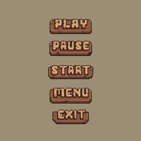 Gui Game Design, Video Game Style Art, Fence Pixel Art, Video Game Health Bar, Pixel Start Button, Pixel Concept Art, Pixel Art Ui Design, Pixel Art For Games, Pixel Ui Design