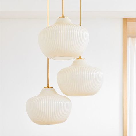 Sculptural 3-Light Ribbed Chandelier | West Elm Light Fixture Chandelier, Bulb Chandelier, Chandelier Unique, White Light Fixtures Kitchen, Milk Glass Lights, Shades Of Light Chandelier, Modern Cottage Chandelier, Cb2 Pendant Light, Chandelier Entry