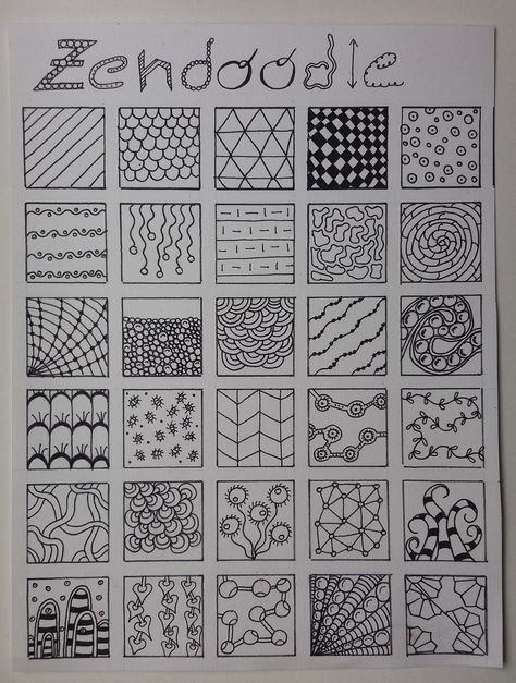 Zen Doodle pattern ideas Zen Tangle Patterns Easy, Simple Zentangle Patterns, Easy Zentangle Patterns, Easy Zentangle, Pattern Design Drawing, Zen Doodle Patterns, Zen Doodles, Zentangle Artwork, Zen Tangles