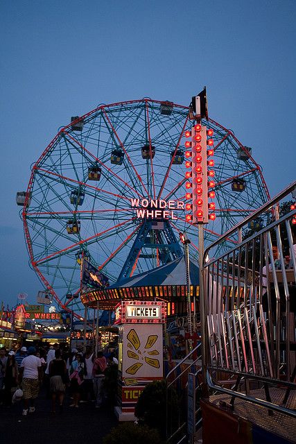 Coney island, NYC Wonder Wheel Coney Island, Nyc Beach, Wonder Wheel, Arcade Retro, Street People, Ferris Wheels, Fun Mom, Carnival Rides, Birthday Week