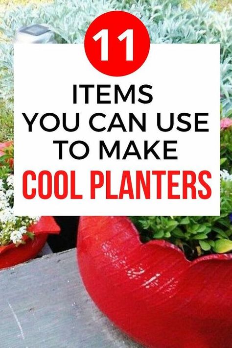 Repurposed Planter Ideas, Unique Backyard Ideas, Diy Planters Pots, Lawn Renovation, Diy Planters Indoor, Repurposed Planter, Unique Flower Pots, Big Planters, Upcycled Planter