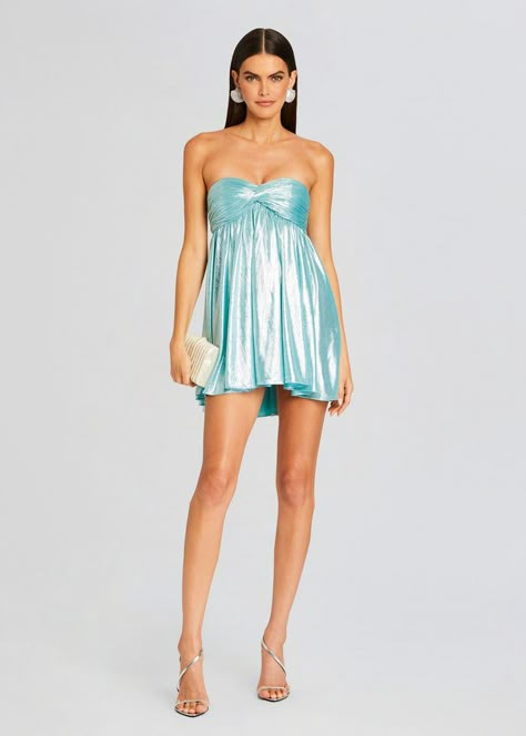 Kaiser Dress – Retrofete Interesting Hoco Dresses, Dress Stores Hoco, Homecoming Dresses Winter, Shimmery Mini Dress, Semi Sorority Dresses, Pleated Hoco Dress, Cyan Hoco Dress, Tiffany Blue Hoco Dress, Beach Homecoming Dress