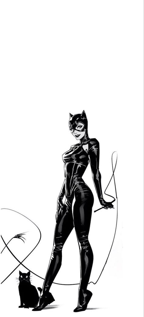 Cat Woman Illustration, Black Catwoman Art, Catwoman Comic Panels, Cat Woman Physique, Cat Woman Aesthetic Wallpaper, Catwoman Physique, Cat Women Art, Catwoman Lockscreen, Catwoman Wallpaper Iphone