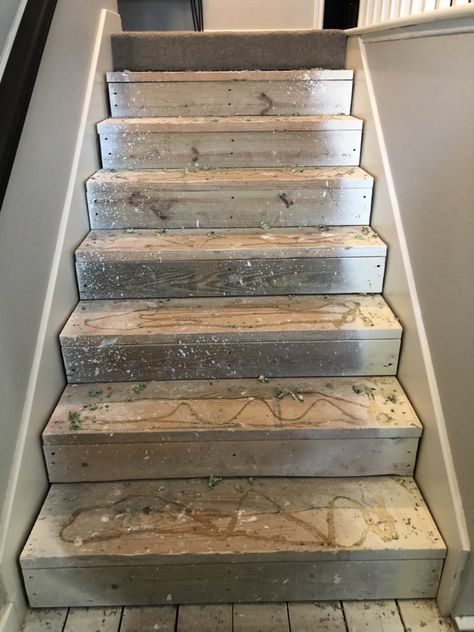 Diy Stairs Makeover, Stairs Remodel, Redo Stairs, Diy Staircase Makeover, Stairs Makeover Ideas, Stair Renovation, Stairs Renovation, Rustic Stairs, Stair Makeover