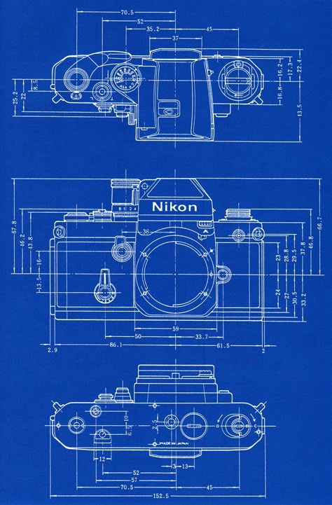 3d Tiskárna, Blueprint Design, Fotocamere Vintage, Nikon F2, Blueprint Drawing, Blueprint Art, Technical Illustration, Nikon Camera, Classic Camera