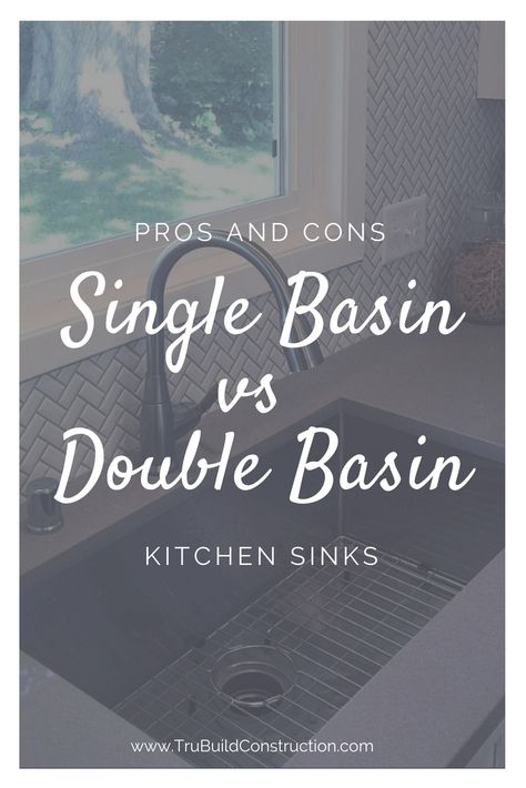 Single Basin vs. Double Basin Kitchen Sinks Double Sink Kitchen, Kitchen Sink Options, Kitchen Sink Remodel, Sink Remodel, New Kitchen Sink, Double Basin Kitchen Sink, Single Sink Kitchen, Single Basin Kitchen Sink, Faucets Ideas