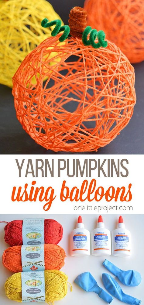 Yarn Pumpkins, October Crafts, Fun Fall Crafts, Fall Arts And Crafts, Homeschool Crafts, Halloween Arts And Crafts, Easy Fall Crafts, Yarn Craft, Fall Craft