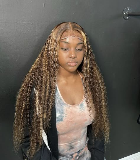 Curly Blonde Wigs For Black Women, Wet And Wavy Highlight Wig, Deep Wave Blonde Highlights, Blonde Wet And Wavy Lace Front Wig, Deep Wave Colored Wigs, Highlight Deep Wave Wig, Hair Calendar, Natural Colored Hair, Highlighted Wig