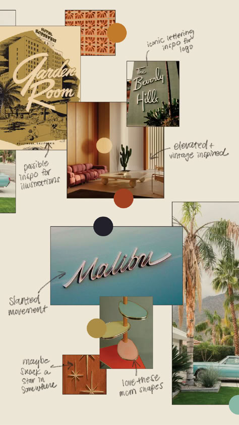 Inspiring Mood Boards, Themed Mood Board, Retro Luxury Aesthetic, Event Moodboard Ideas, Graphic Design Mood Board Layout, Retro Inspired Branding, Vintage Aesthetic Graphic Design, Boho Retro Aesthetic, Travel Branding Design Visual Identity