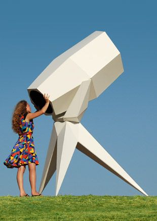 The Humble Telescope.  Credit: ENESS Interactive Sculpture, Interactive Art Installation, 3d Simulation, Interactive Experience, Interactive Installation, Playground Design, Ceiling Light Design, Star Gazing, Artistic Installation