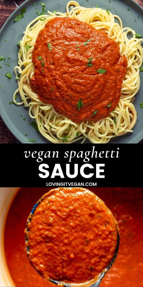 Vegan Spaghetti Sauce, Pasta Salad Creamy, Tomato Sauce Homemade, Vegan Pasta Sauce, Vegan Italian Recipes, Vegetarian Spaghetti, Vegan Pasta Salad, Vegan Spaghetti, Monday Recipes